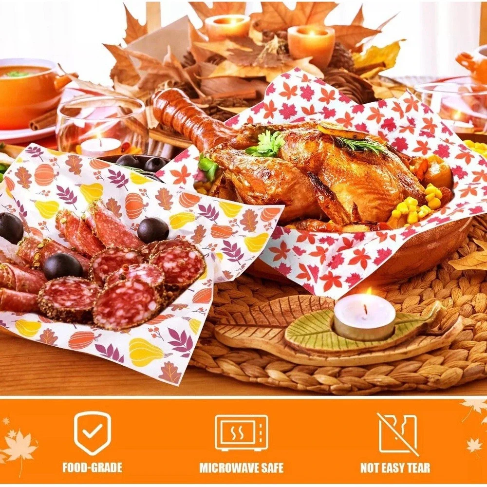240Pcs Fall Wax Paper Dry Waxed Deli Paper Sheet 12x12 inch Sandwich Wrap Pap...